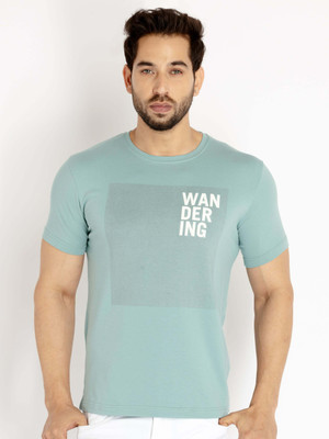 Status Quo Solid Men Round Neck Blue T-Shirt