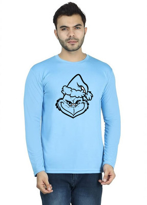 LV CARE Printed Men Round Neck Blue T-Shirt
