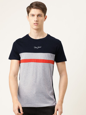 The Indian Garage Co. Colorblock Men Round Neck Grey T-Shirt