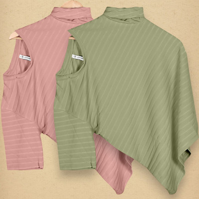 PRAIZY Striped Men Round Neck Pink, Light Green T-Shirt