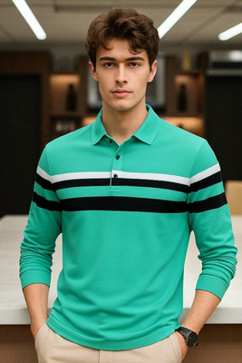 Bolderift Solid Men Polo Neck Green T-Shirt