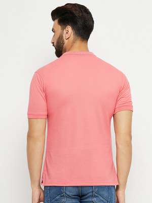 METRONAUT Solid Men Polo Neck Pink T-Shirt