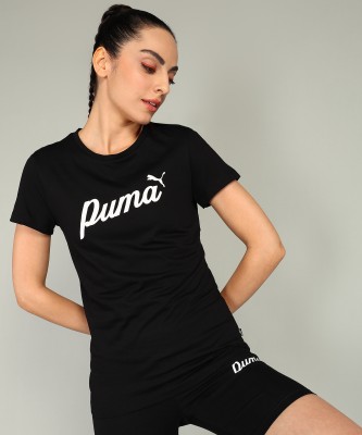 PUMA Printed Women Crew Neck Black T-Shirt