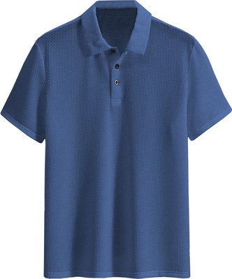RIDHUDEE Printed Men Polo Neck Blue T-Shirt