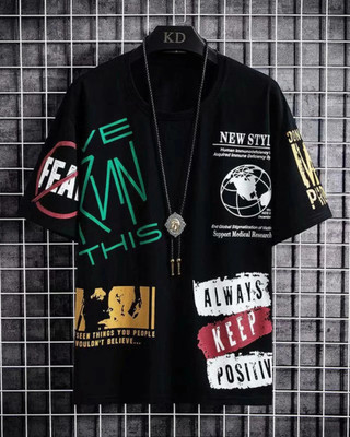 Mavinclub Printed Men Round Neck Black T-Shirt