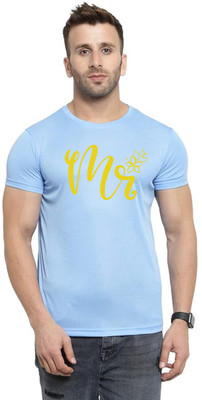 LV CARE Printed Men Round Neck Blue T-Shirt