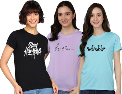 Adyavastram Graphic Print Women Round Neck Multicolor T-Shirt