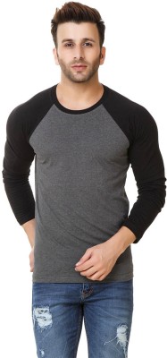 FABSTONE COLLECTION Solid Men Round Neck Black, Grey T-Shirt