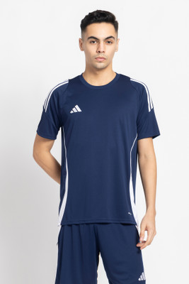 ADIDAS Printed Men Crew Neck Blue T-Shirt