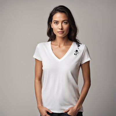 SOULTEES Graphic Print Women V Neck White T-Shirt