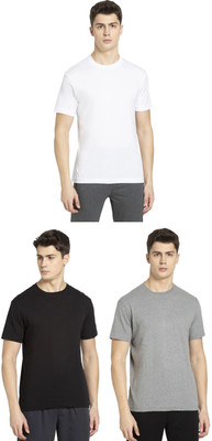 JOCKEY Solid Men Round Neck Black, Grey, White T-Shirt