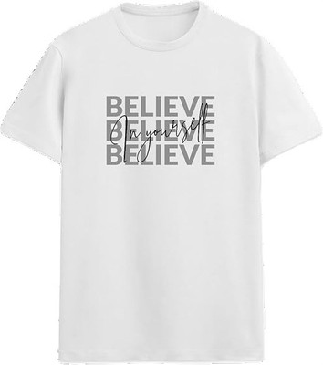 ROYALTRADERS Printed Men Round Neck White T-Shirt