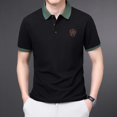 GLANZY Solid Men Polo Neck Black T-Shirt