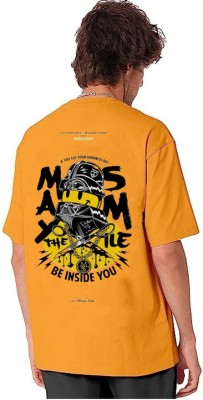 Lecowar Printed, Typography Men Round Neck Yellow T-Shirt