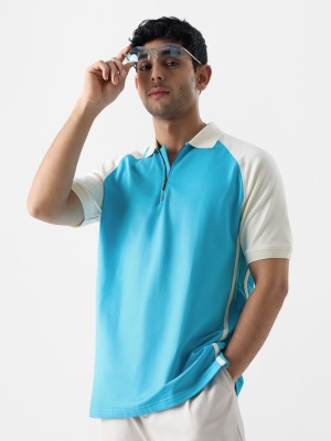 The Souled Store Colorblock Men Polo Neck Multicolor T-Shirt