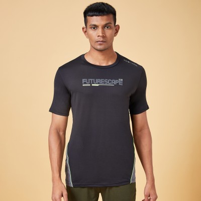 Ajile By Pantaloons Printed Men Round Neck Black T-Shirt