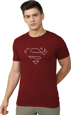 OrrganicChics Superhero Men Round Neck Maroon T-Shirt