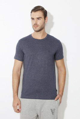 VAN HEUSEN Solid Men Round Neck Blue T-Shirt