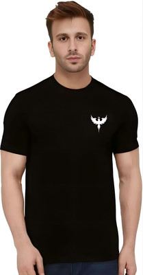 B S Trendy Collection Printed Men Round Neck Black T-Shirt