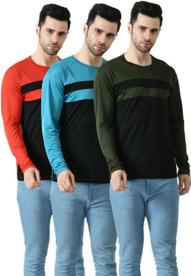 Dam Colorblock Men Round Neck Multicolor T-Shirt