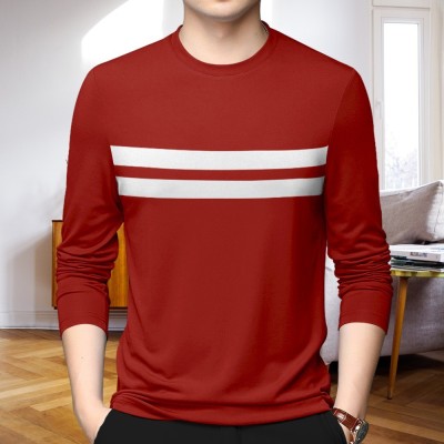 Pytton Striped Men Round Neck Red T-Shirt