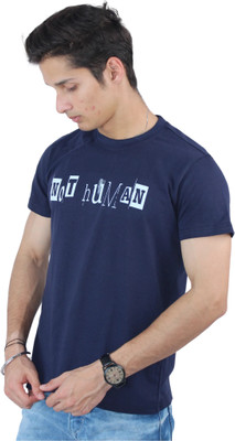 Calywer Printed Men Round Neck Light Blue T-Shirt