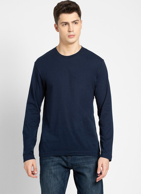 JOCKEY Solid Men Round Neck Dark Blue T-Shirt