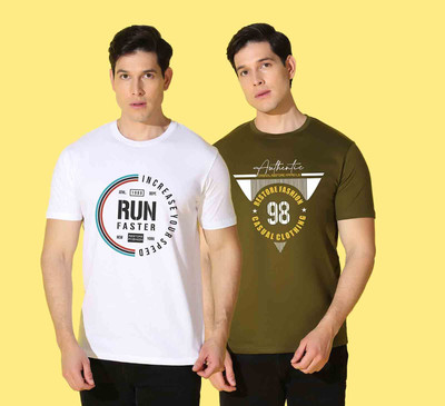 WOOSTRO Graphic Print Men Round Neck Multicolor T-Shirt