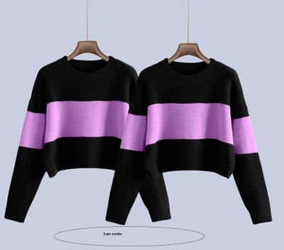 parasFASHION Colorblock Women Round Neck Multicolor T-Shirt