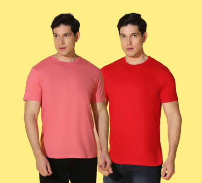 WOOSTRO Solid Men Round Neck Multicolor T-Shirt