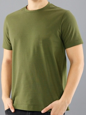 London Crew Solid Men Round Neck Green T-Shirt