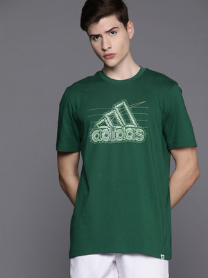 ADIDAS Printed Men Crew Neck Green T-Shirt