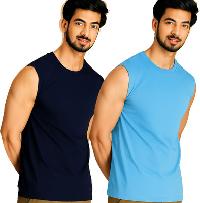 Jangoboy Solid Men Round Neck Dark Blue, Blue T-Shirt