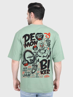 Clickwell Trending Typography Men Round Neck Light Green T-Shirt