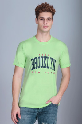 Zeffit Printed Men Round Neck Light Green T-Shirt