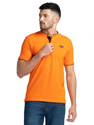 BEING HUMAN Solid Men Polo Neck Green T-Shirt