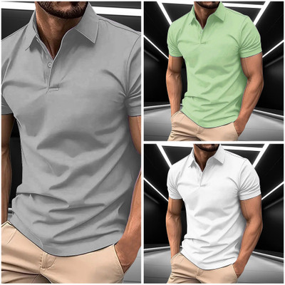 JAAPCLOTHING Solid Men Polo Neck Grey T-Shirt