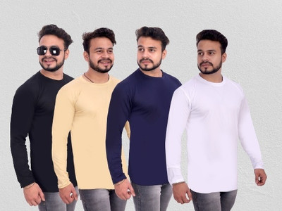SM SHAYAM CREATION Solid Men Round Neck Multicolor T-Shirt