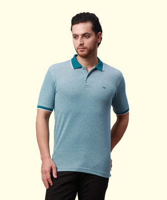 PARK AVENUE Solid Men Polo Neck Green T-Shirt