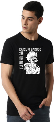 ELEGANT FOX Printed Men Round Neck Black T-Shirt