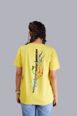 TGT Stores Graphic Print Women Round Neck Yellow T-Shirt