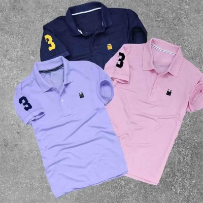 Bliss Bell Solid Men Polo Neck Multicolor T-Shirt