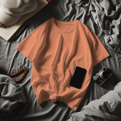 Pling Bling Solid Men Round Neck Brown T-Shirt