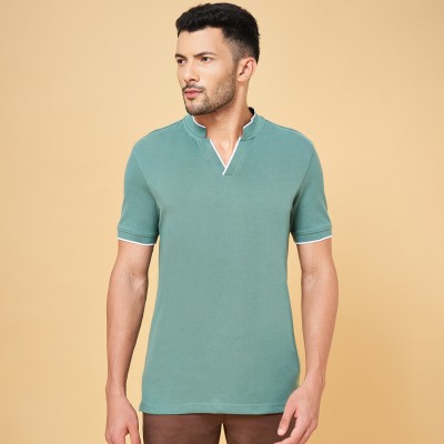 Byford by Pantaloons Solid Men Polo Neck Green T-Shirt