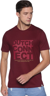 Hollander Printed Men Round Neck Maroon T-Shirt