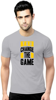 LV CARE Printed Men Round Neck Grey T-Shirt