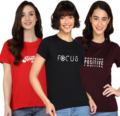 Adyavastram Graphic Print Women Round Neck Multicolor T-Shirt
