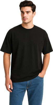 Be Collardo Solid Men Round Neck Black T-Shirt