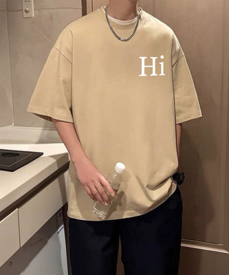 Cool Plus Typography Men Round Neck Beige T-Shirt