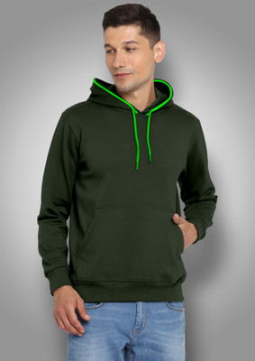 FTX Solid Men Hooded Neck Dark Green T-Shirt
